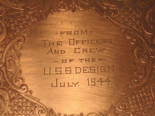 WWII US Dedication 11 metal Plate USS Design 1944  