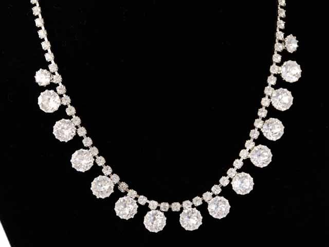 Vintage Fab Prongset Rhinestone Necklace Weiss 1950S  