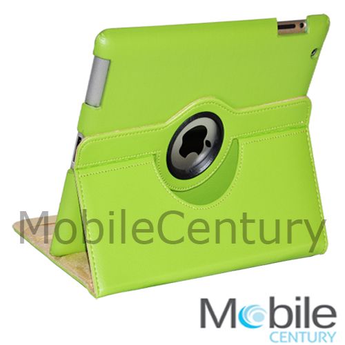 iPad 2 Case 360 Rotating PU Leather Smart Cover Swivel Stand W/ Clear 