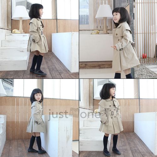 Chic Kids Baby Girls Autumn Casual Outerwear Double breasted Trench 