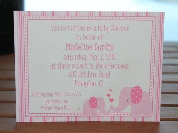 Mommy and Baby Elephant Personalized Baby Shower Invitations   Set of 
