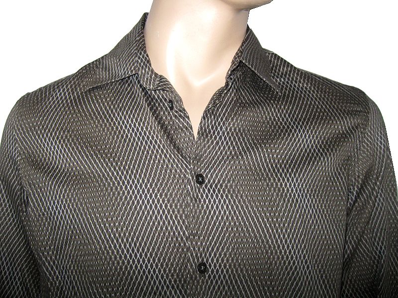 ARMANI EXCHANGE MENS MUSCLE LONG SLEEVE SHIRT BROWN OLIVE M  