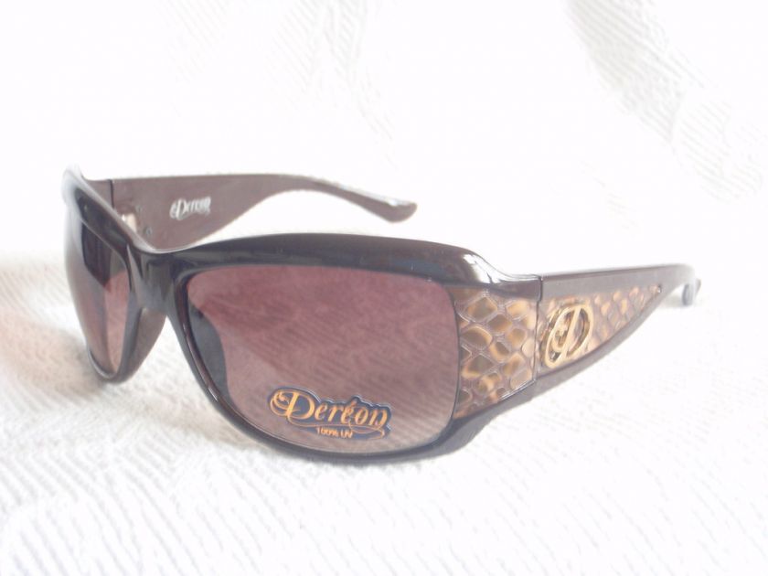 BEYONCE DEREON D1032 BROWN GOLD REPTILE SUNGLASSES NEW  