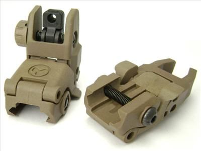 Back Up Tactical Front and Rear Iron Sight TAN 20mm picatinney weaver 