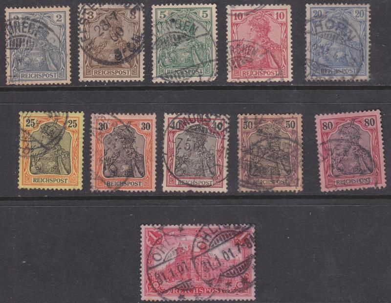 Germany #52//63 Reichspost Germanias 11 diff used cv $21.95  