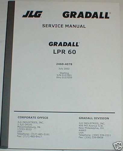 Gradall LPR60 LPR 60 Forklift Service Manual  