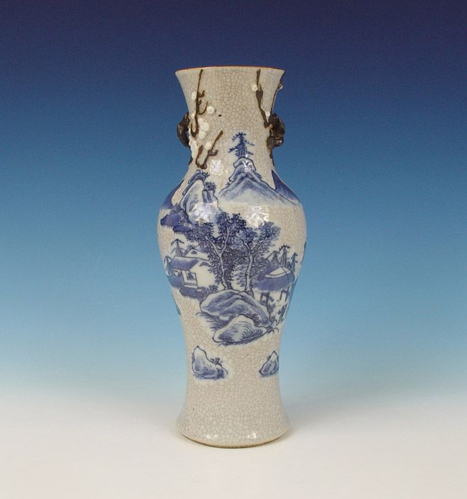 Perfect Chinese Porcelain Vase Landscape 19th C. Marked  