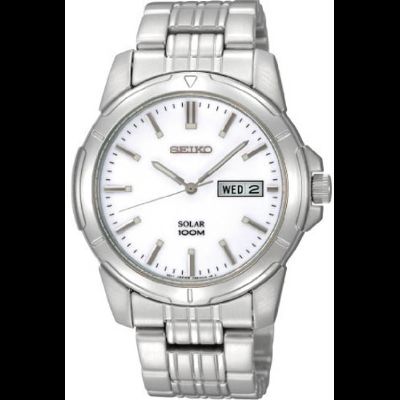 Seiko SNE091 Mens Stainless Steel Solar Silver Watch  