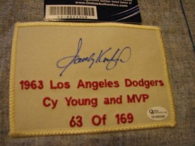 SANDY KOUFAX Signed & Online Authenticated 1963 L.A. Dodgers road 