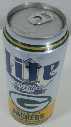 Miller Lite Green Bay Packers Super Bowl 31 Beer Can  