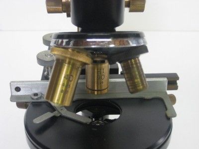 Carl Zeiss Jena No. 171027 Brass Microscope With Original Wooden Box 