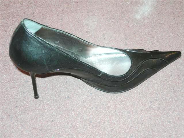 Gibellieri Black Leather Metal Heel #600a Pump 39.5  