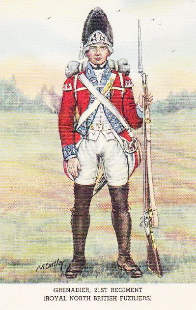 BRITISH 21st REGIMENT REV WAR SOLDIER   LINEN POSTCARD  