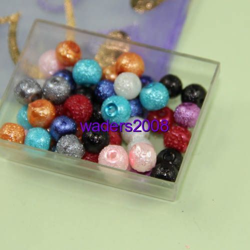 50Pcs Mixed pearl wrinkle Round Glass Spacer Beads 6mm TH729  