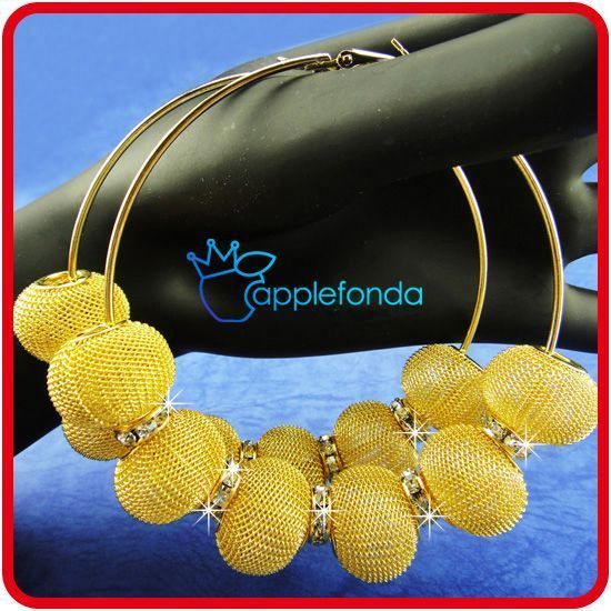 E1138 Basketball Wives Inspired Elegant Hoop Earrings Yellow  