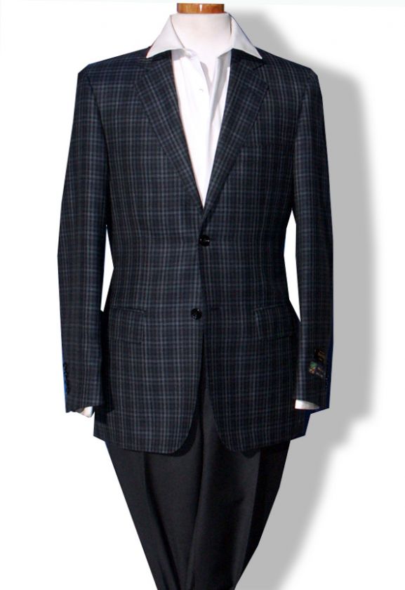 New Daniele $995 Black Check Mens Silk Wool Sport Coat  