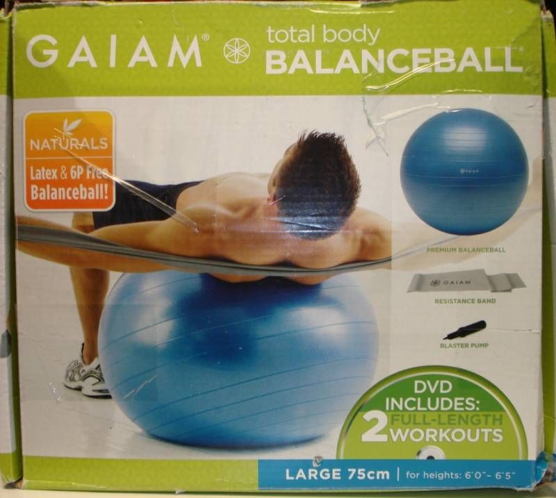 NIB GAIAM BALANCEBALL LARGE 55CM LATEX & 6P FREE  