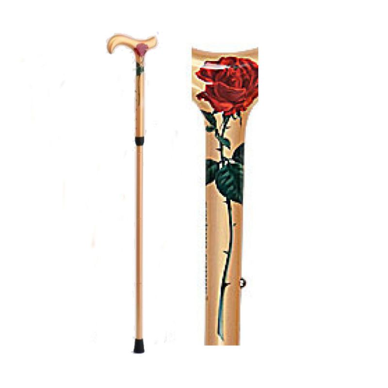 Rose Adjustable Carbon Fiber Walking Cane Womens  