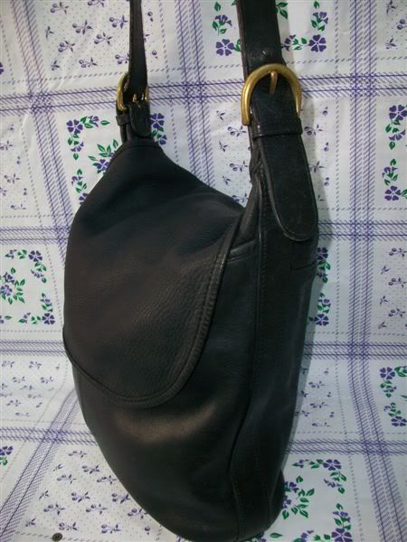 Vtg. Coach Tall Black Leather Bucket Satchel Shoulder bag purse Usa 