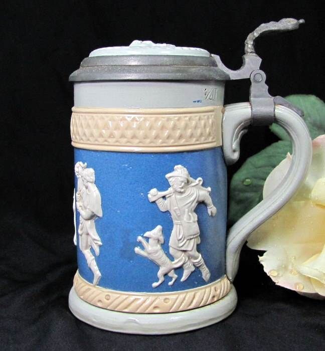 Vintage VILLEROY & BOCH METTLACH Stein Jasperware Pewter Lid  