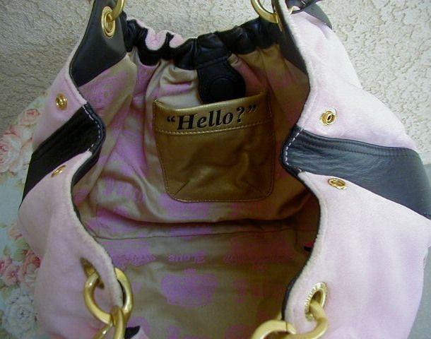 Cute Pink Velour & Brown Leather JUICY COUTURE Royal Hobo Bag~Purse 