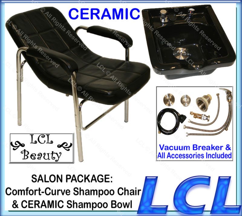 CERAMIC SHAMPOO BOWL SINK COMFORT CURVE CHAIR BARBER SPA BEAUTY SALON 