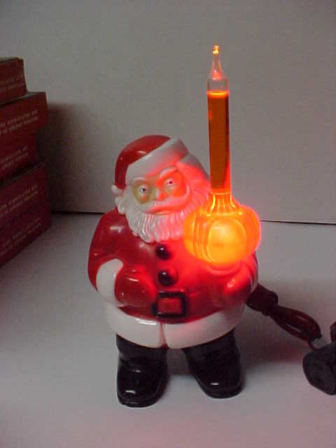 Old Christmas SANTA Holding C 7 Electric Bubble Light  