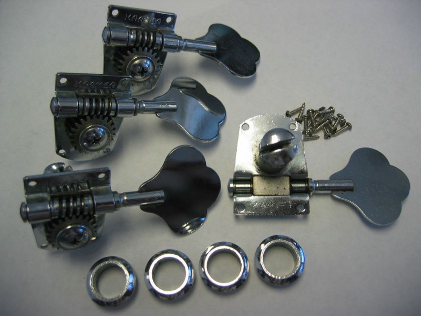 Kramer 4 in Line Tuners for Bass Guitar w/ Kramer Logo Mount Screws 