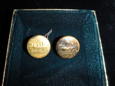 VINTAGE SET OF BRASS METAL TRAIN MENS CUFFLINKS  