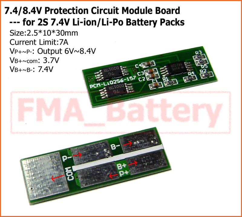 Protection Circuit Li ion/Li Po Battery Pack 7.4V 8.4V  