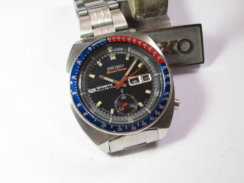 VINTAGE AUTO SEIKO CHRONO 6139 6002 SPEEDTIMER PEPSI RARE  