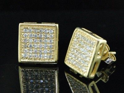 MENS STERLING SILVER SIMULATED DIAMOND STUD EARRINGS  