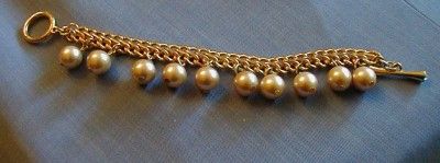 AVON FAUX GOLD PEARL CHAIN BRACELET 7  