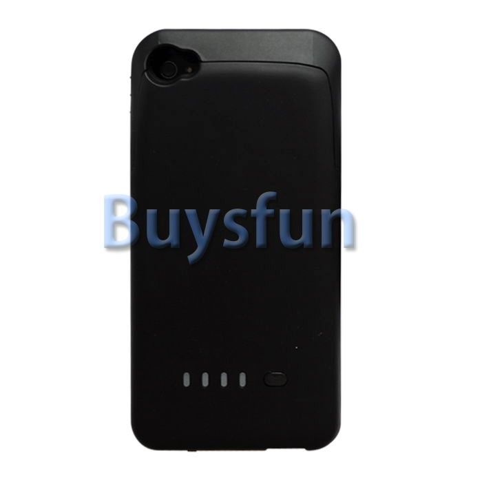 Black 2100mAh Emergency Extended Backup Battery Case Cover for iPhone 