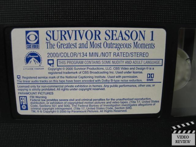 Survivor   Season One Greatest & Most Outrageous VHS 097368604636 