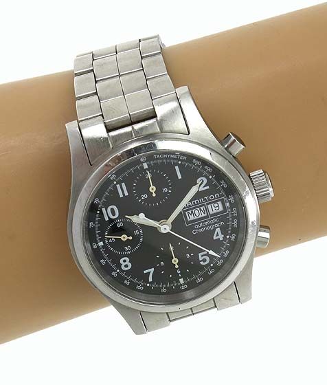 HAMILTON AUTOMATIC CHRONOGRAPH STAINLESS STEEL SWISS MENS WRIST WATCH 