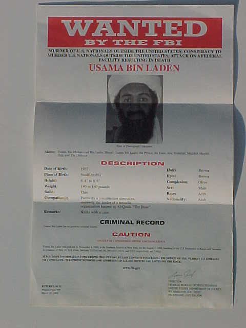   RARE ORIGINAL MARCH 29, 1999 FBI WANTED POSTER of USAMA BIN LADEN