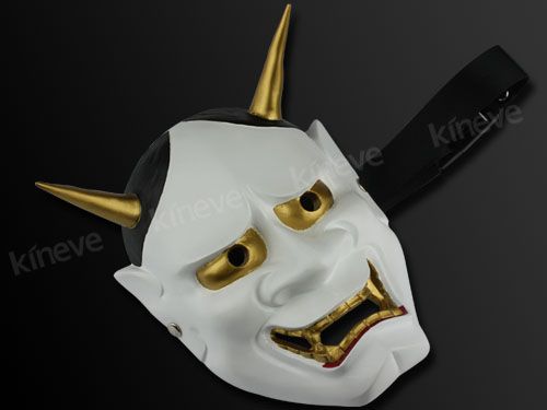 Japanese Buddhist Evil Oni Noh Hannya Mask Men White  