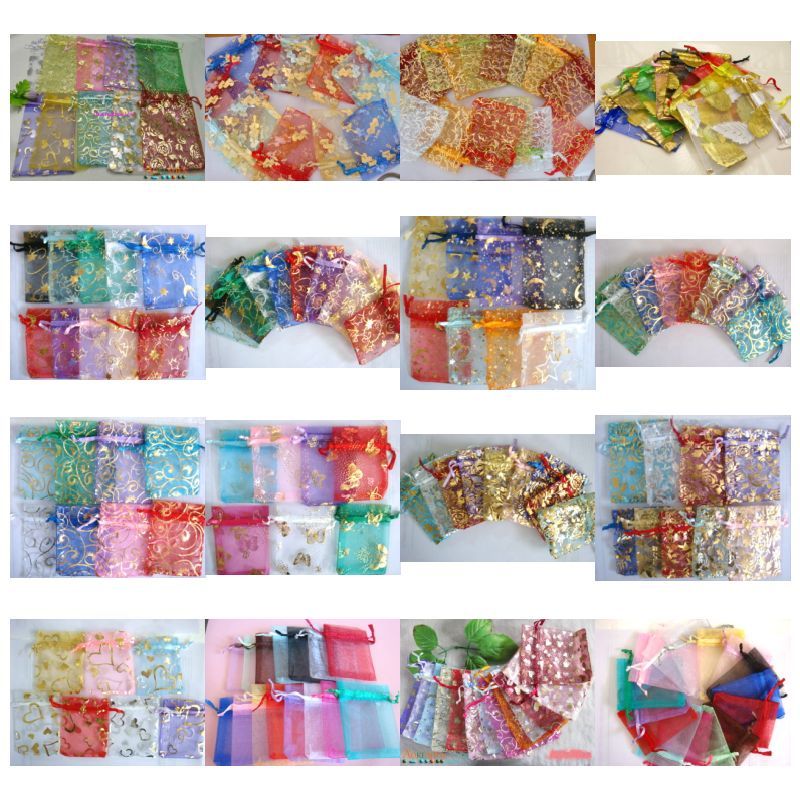 100pcs Assorted Drawstring Organza wedding favor gift bags pouchs 3x3 