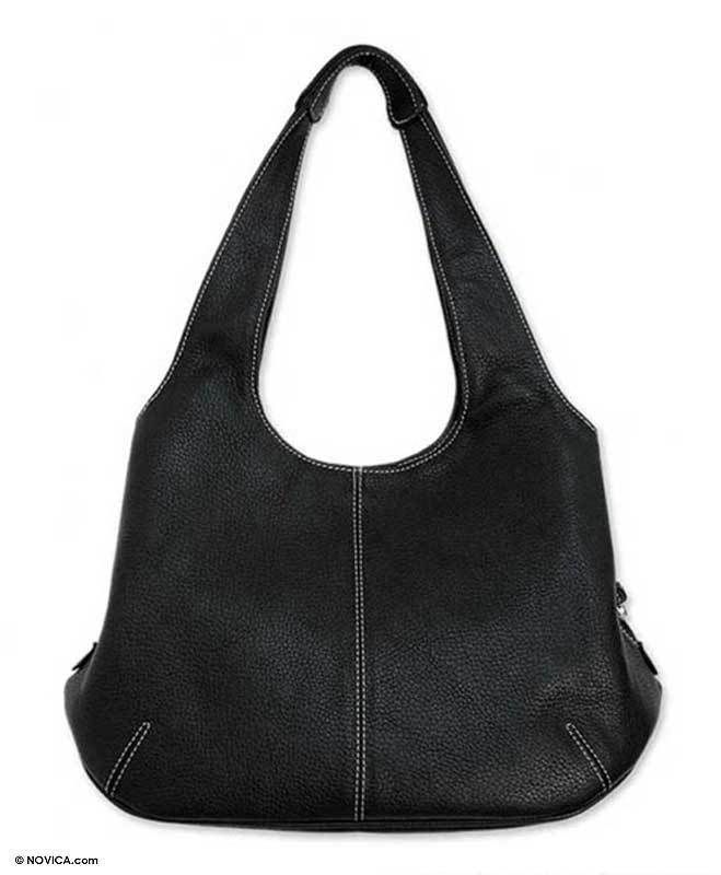 URBAN LEGEND Tooled BLACK Leather Shoulder Bag Purse NR  
