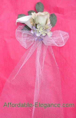 PEW Floral BOWS Silk WEDDING Flowers YOUR COLORS Tulle  