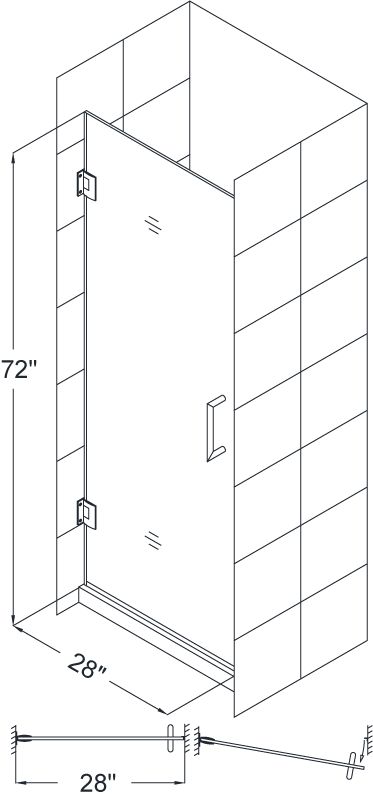 DreamLine UNIDOOR 28 x 72 Frameless Shower Door  