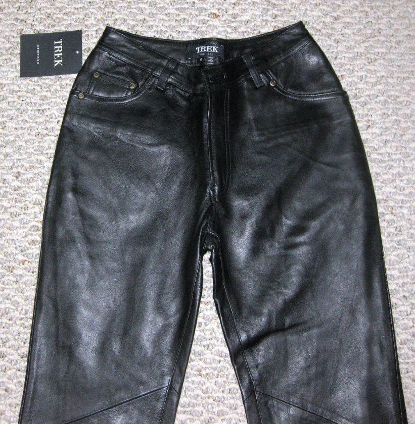 Womens Black Soft Lamb Leather Pants Size 4 NEW  