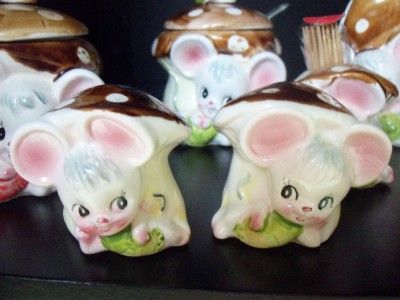 VTG ENESCO MISSY MOUSE PIXIEWARE CONDIMENT JARS SHAKERS  