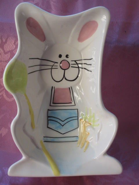 EASTER Ceramic Boy Bunny Cereal Snack Ice Cream Bowl  