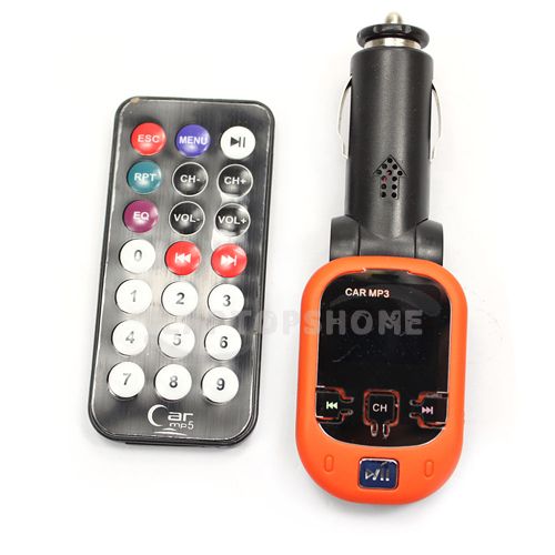 New Car  Player Wireless FM Transmitter USB SD MMC Slot Orange 