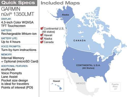 Garmin 1350LMT 1350 LMT Nuvi GPS 4.3 Lifetime Traffic & Maps Lane 
