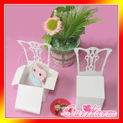 50 White Chair Wedding Party Gift Favor Boxes Supplies  