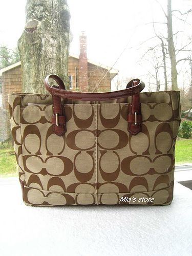 AUTH Coach Purse Chelsea Sateen Signature Large Shoulder Shopper TOTE 