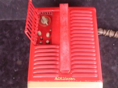 VINTAGE 1956 RCA RETRO RED MINI VACUUM TUBE TV TELEVISION METAL CASE 8 